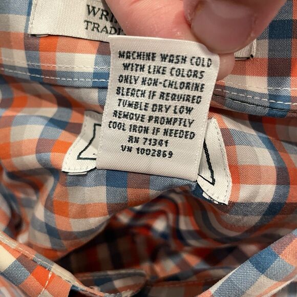 LL Bean Mens Tall Orange Plaid Traditional Fit Button Down Outdoor XL - Picture 7 of 13